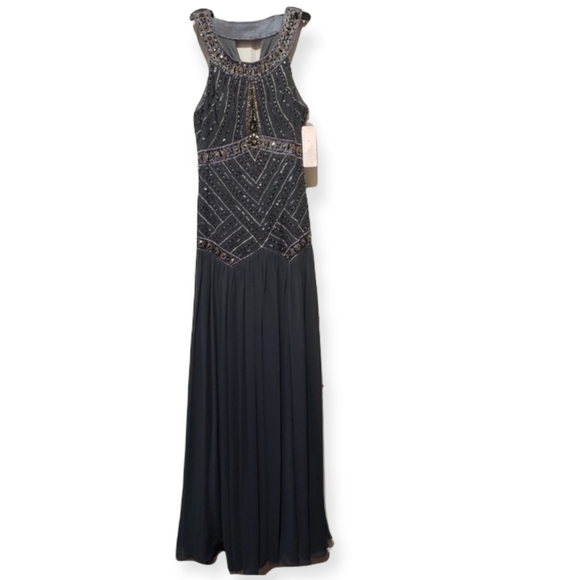 Sue Wong Dresses | Nwt Sue Wong Beaded Halter Gown Sz 4/6 | Color: Gray | Size: 4 | Kyky12390'S Closet
